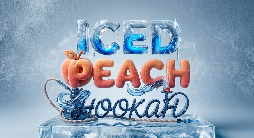 Iced Peach Hookah ice-sculpted logo artwork